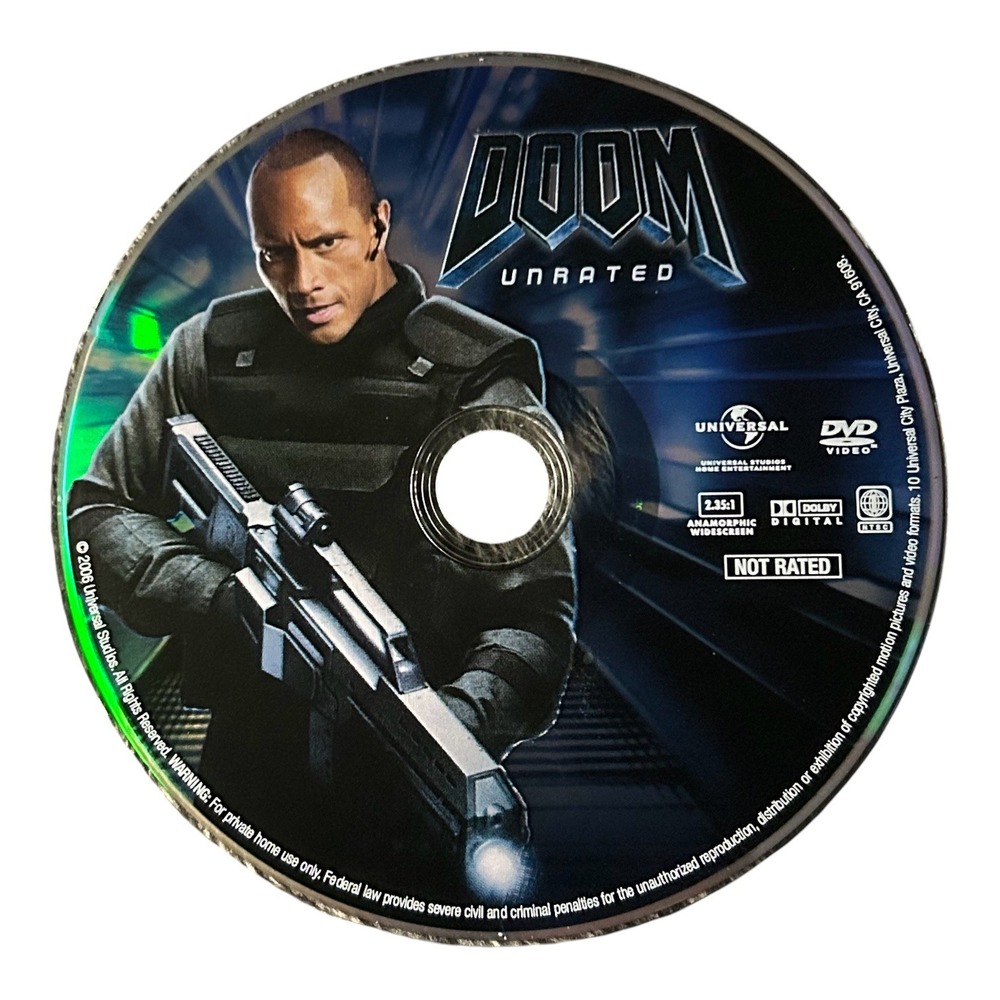 Doom Unrated DVD Disc Only Dwayne Johnson Karl Urban Video Game Movie Tested